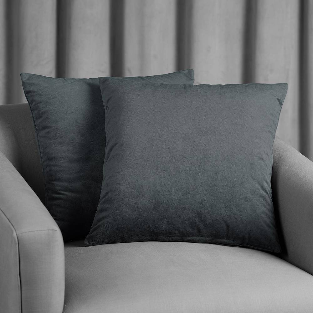 Distance Blue Gray Velvet Euro Throw Pillow Covers