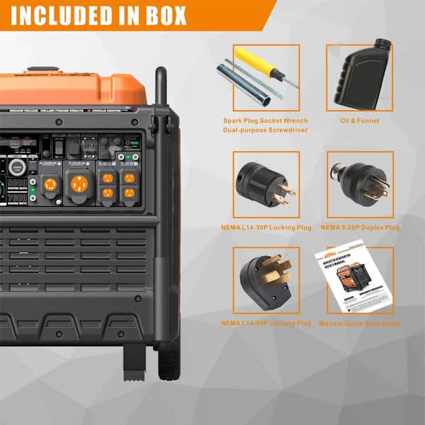 GENMAX GM9000iE Portable Inverter Generator 9000W Super Quiet Gas Powered Engine with Parallel Capability and Remote/Electric Start