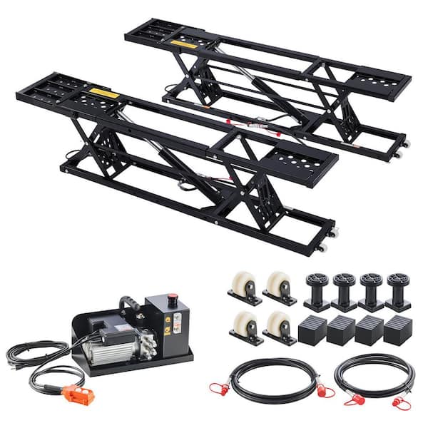9000 lbs. Portable Car Lift, Durable Steel Frame with 28 in. Max Height, 120-Volt Power Unit and Rubber Pads for Garage