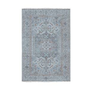 Ivory 4 ft. x 6 ft. Hand-Woven Wool Classic Oriental Design Rug Area Rug