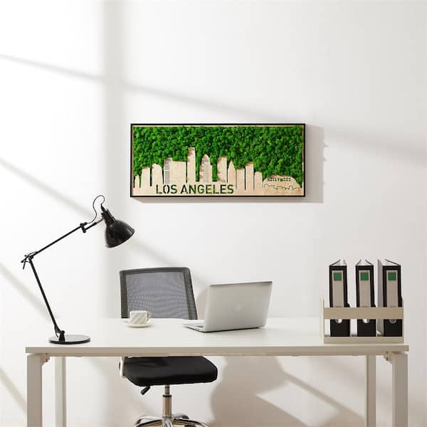 Unbranded Metal Green Characteristic Wall Art Architectural Decor, Los Angeles Moss City Silhouette for Home or Workplace (Small)