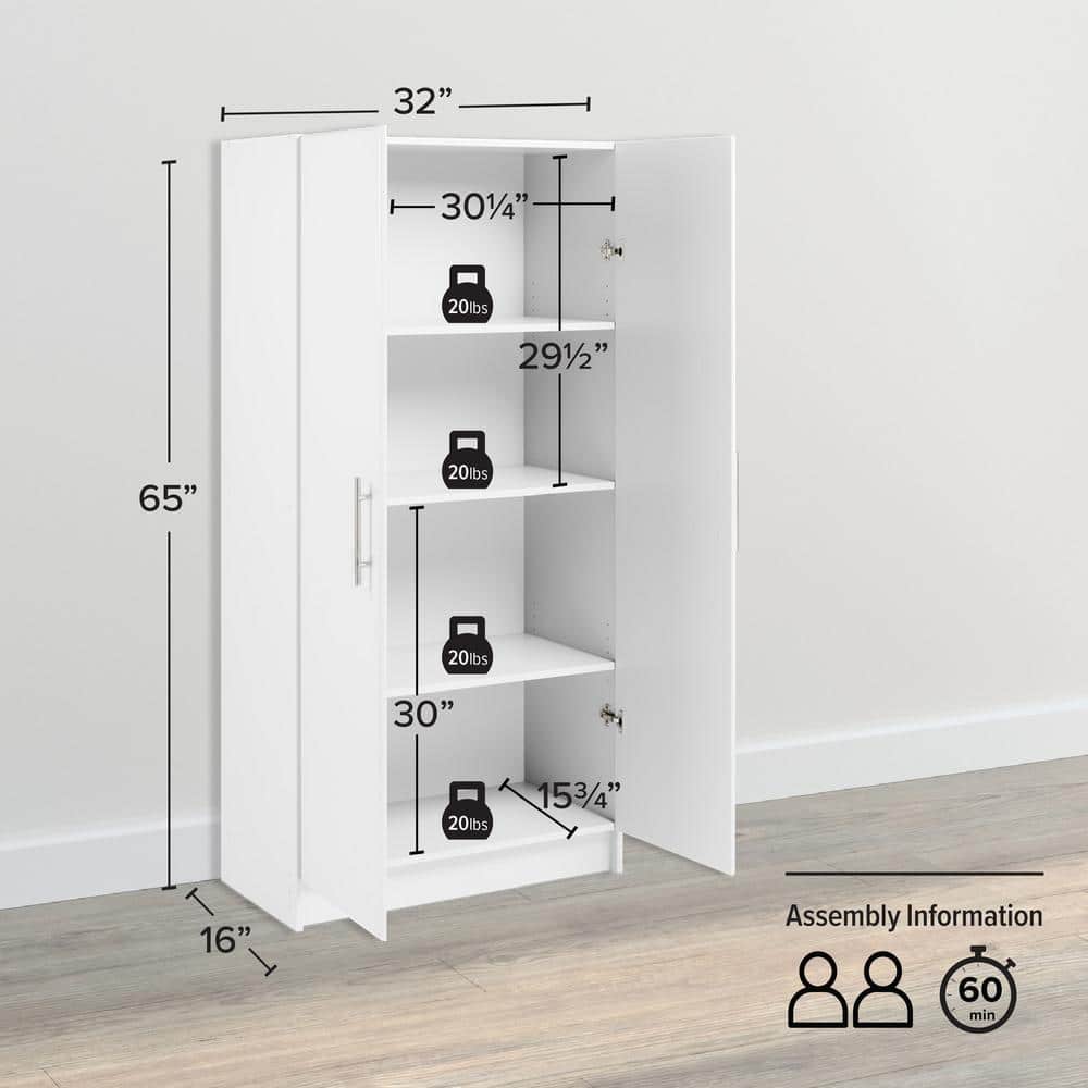 Elite 32" White Laminate Freestanding Storage Cabinet