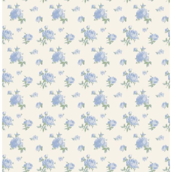 Ikat Rose Blue Small Print Wallpaper