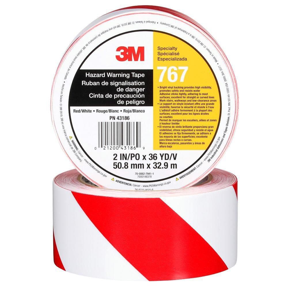 2 in. x 36 yd. Red and White Safety Stripe Tape