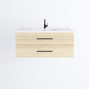 Napa 48 in. W x 20 in. D Single Sink Bathroom Vanity Wall Mounted in White Oak with Acrylic Integrated Countertop