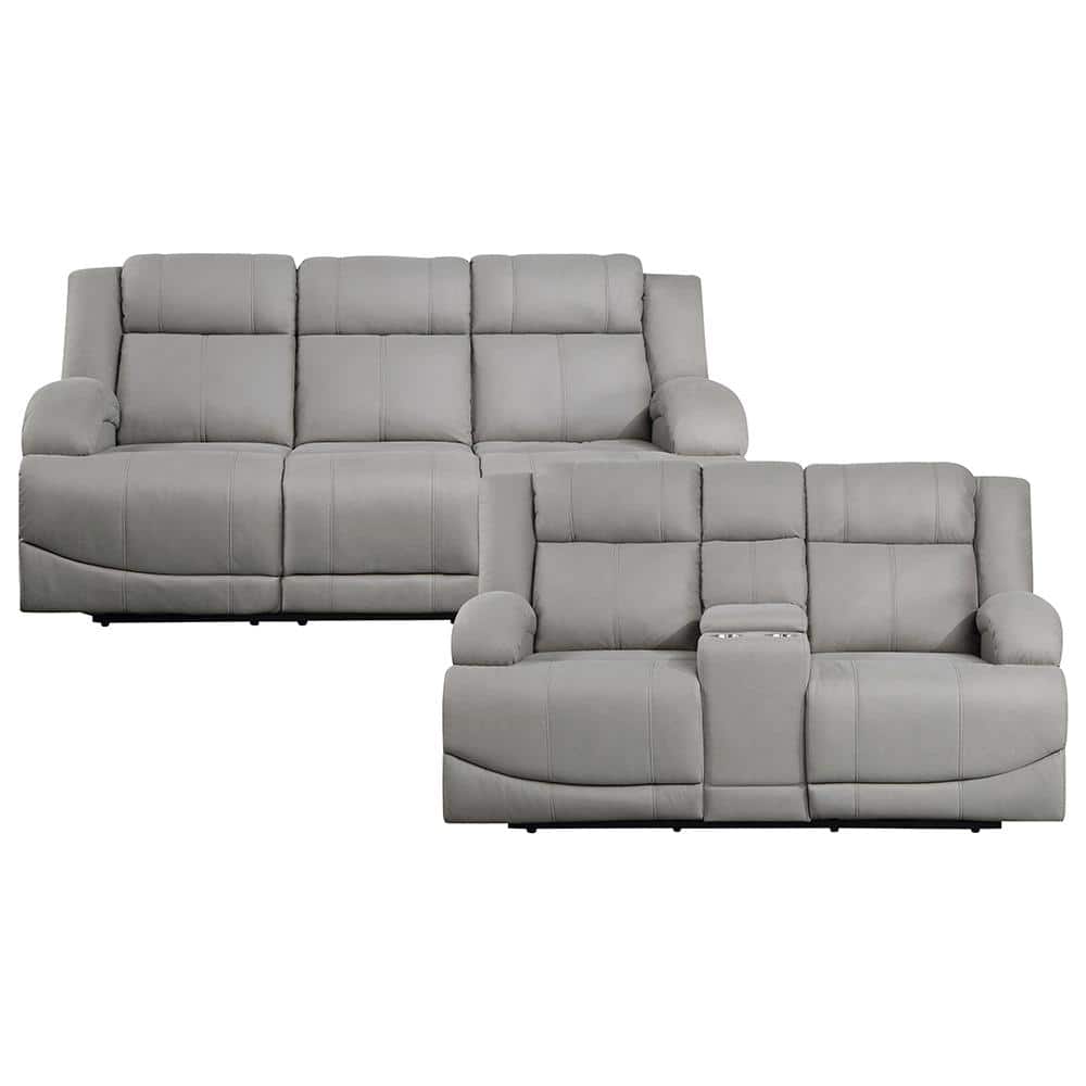 Darcel 81.5 in. W Straight Arm Microfiber Rectangle Power Reclining Sofa Se