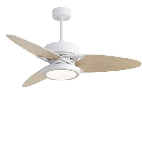 Jushua Light Pro 52 in. LED Indoor White Smart Ceiling Fan with Remote Control