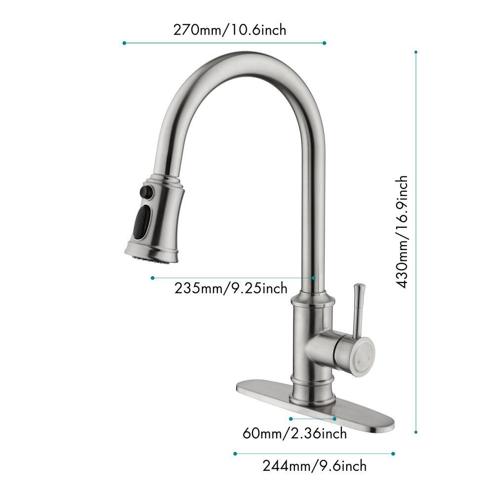 Brushed Nickel Pull-Out Spray Kitchen Faucet with Single Handle