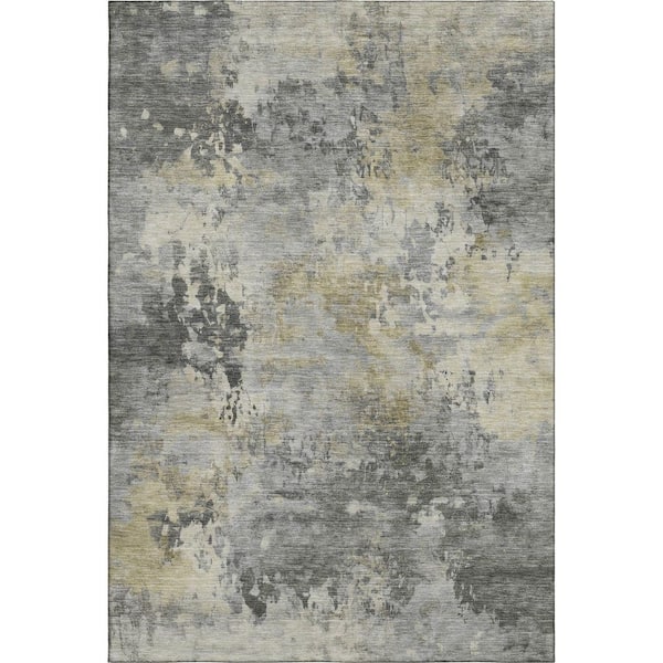 Mayfield Premium Machine Washable Abstract AMF2073 Pewter 10 ft. x 14 ft. Area Rug