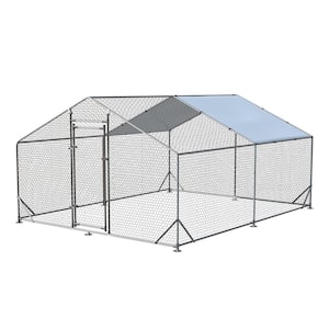 10 ft. L x 13 ft. W x 6.4 ft. H Walk-In Chicken Coop Poultry Cage with Waterproof Cover