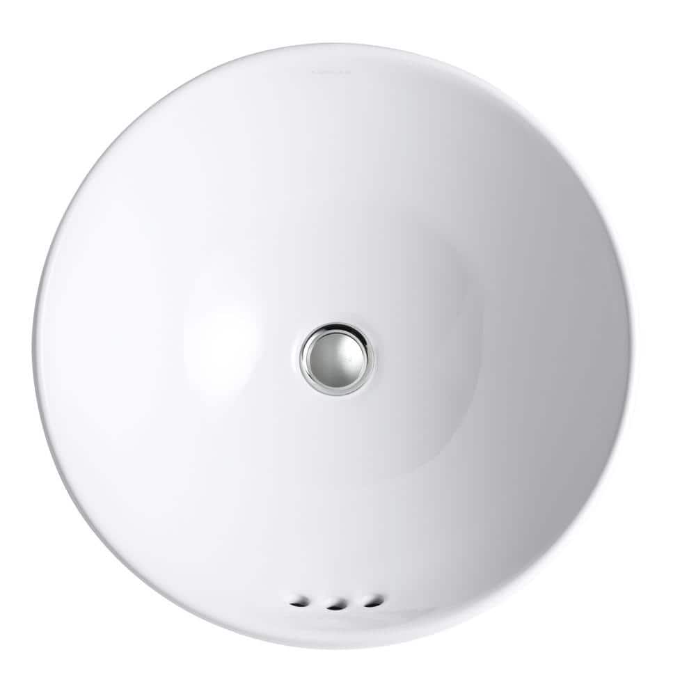 White Ceramic Round Above-Counter Vessel Sink