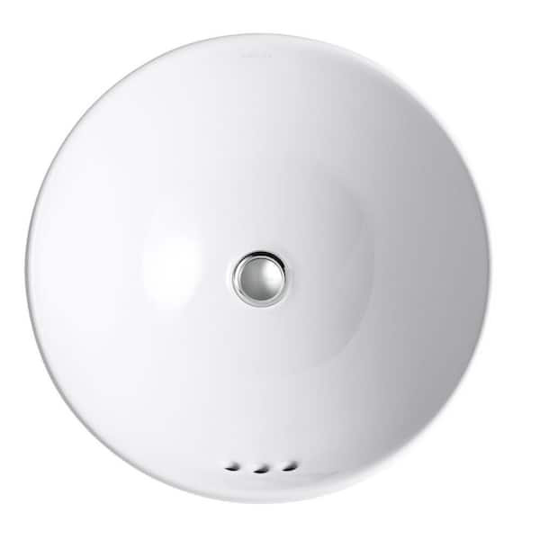 KOHLER Vox Round Above Counter Vitreous China Bathroom Sink in White with Overflow Drain