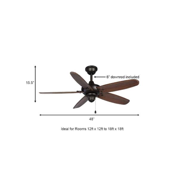 Indoor Outdoor Bronze Ceiling Fan, 48 Inch Outdoor Ceiling Fan