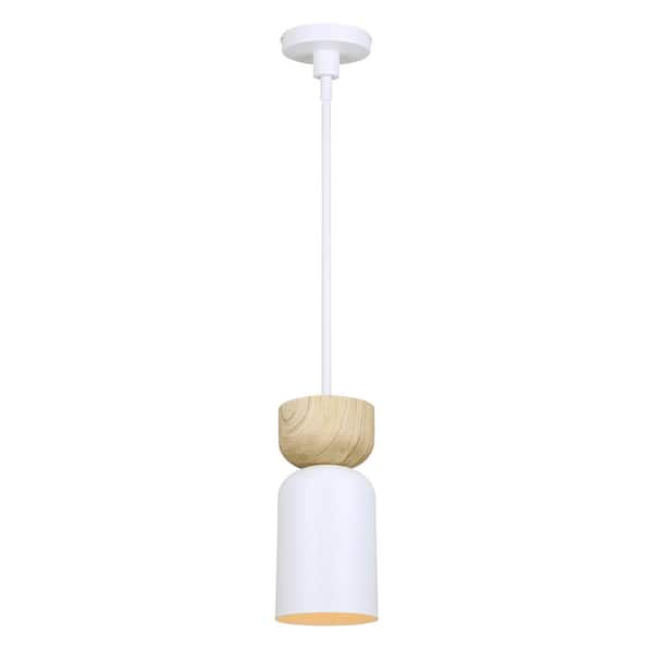 Caleb 60-Watt 1-Light White Scandinavian Pendant with White Metal Shade