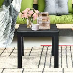 Wood Square Patio Coffee Table in Black