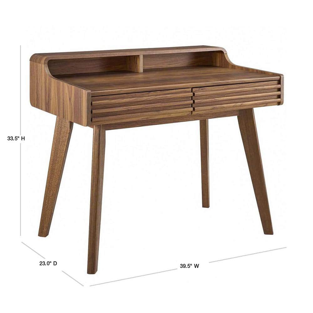 Mid-Century Modern Ravenna Writing Desk with Hutch in Walnut