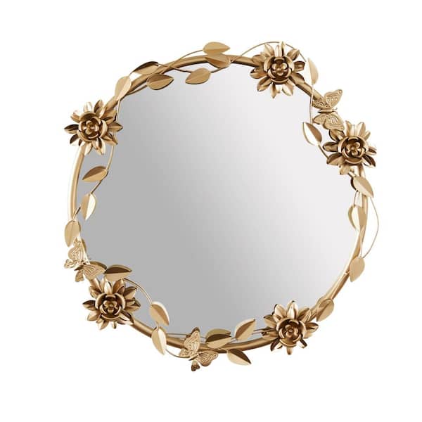 Heritage Framed Round Mirror - Gold Leaf - Wood - 17 / 19 - Simple & Modern Designs - Oval and Round Mirrors