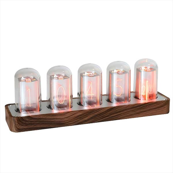 Wood Grain Nixie Tube Clock with Wi-Fi SYNC, No Assembly Required - A Retro Gift for Friends