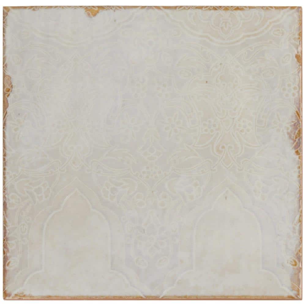 Angela Harris Distressed White Ceramic 8'' x 8'' Wall Tile