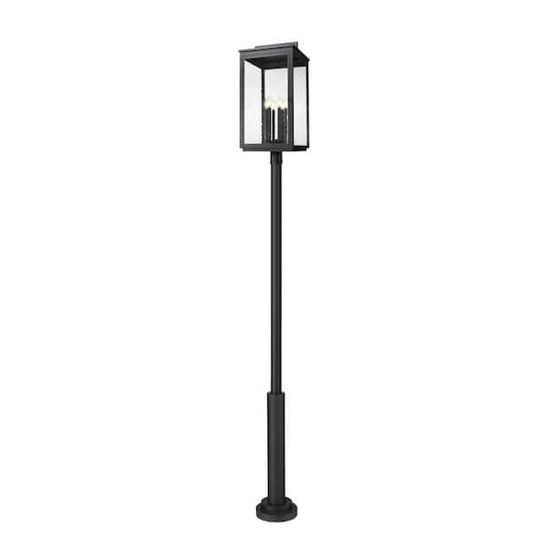 Hartwell 127.25 in. 6 light Sand Black Aluminum Hardwired Outdoor Marine Grade Post Light Set with No Bulb Included
