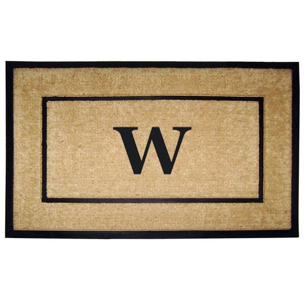 Nedia Home Coir with Rubber Frame Door Mat Single Picture Frame, Monogram W - 30 in. x 48 in.