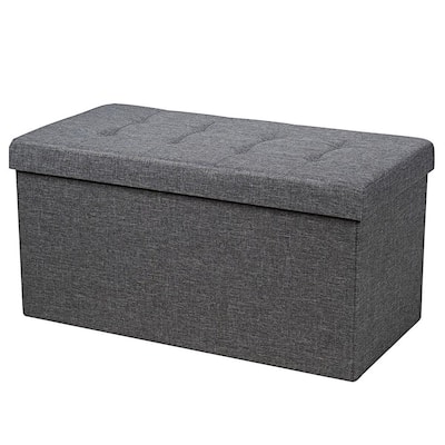31.5 in. Dark Grey Fabric Foldable Storage Ottoman Toy Chest with Removable Storage Bin