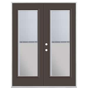 60 in. x 80 in. Willow Wood Steel Prehung Right-Hand Inswing Mini Blind Patio Door without Brickmold