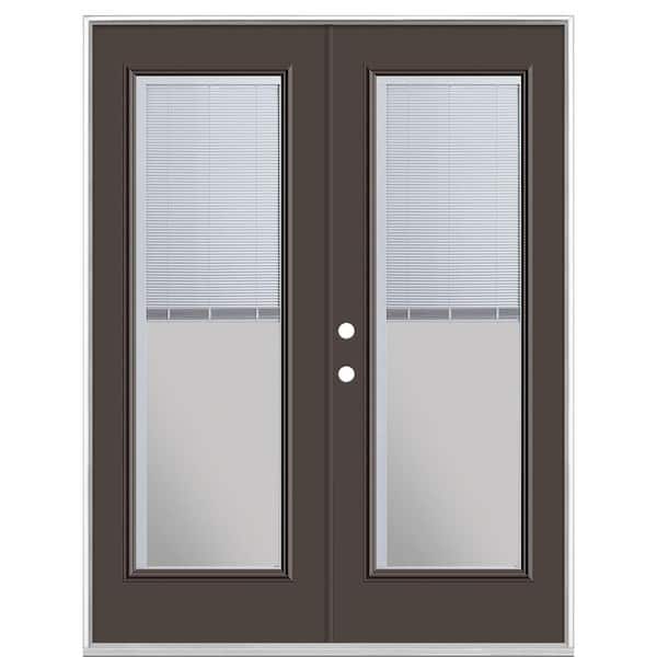 Masonite 60 in. x 80 in. Willow Wood Steel Prehung Right-Hand Inswing Mini Blind Patio Door without Brickmold