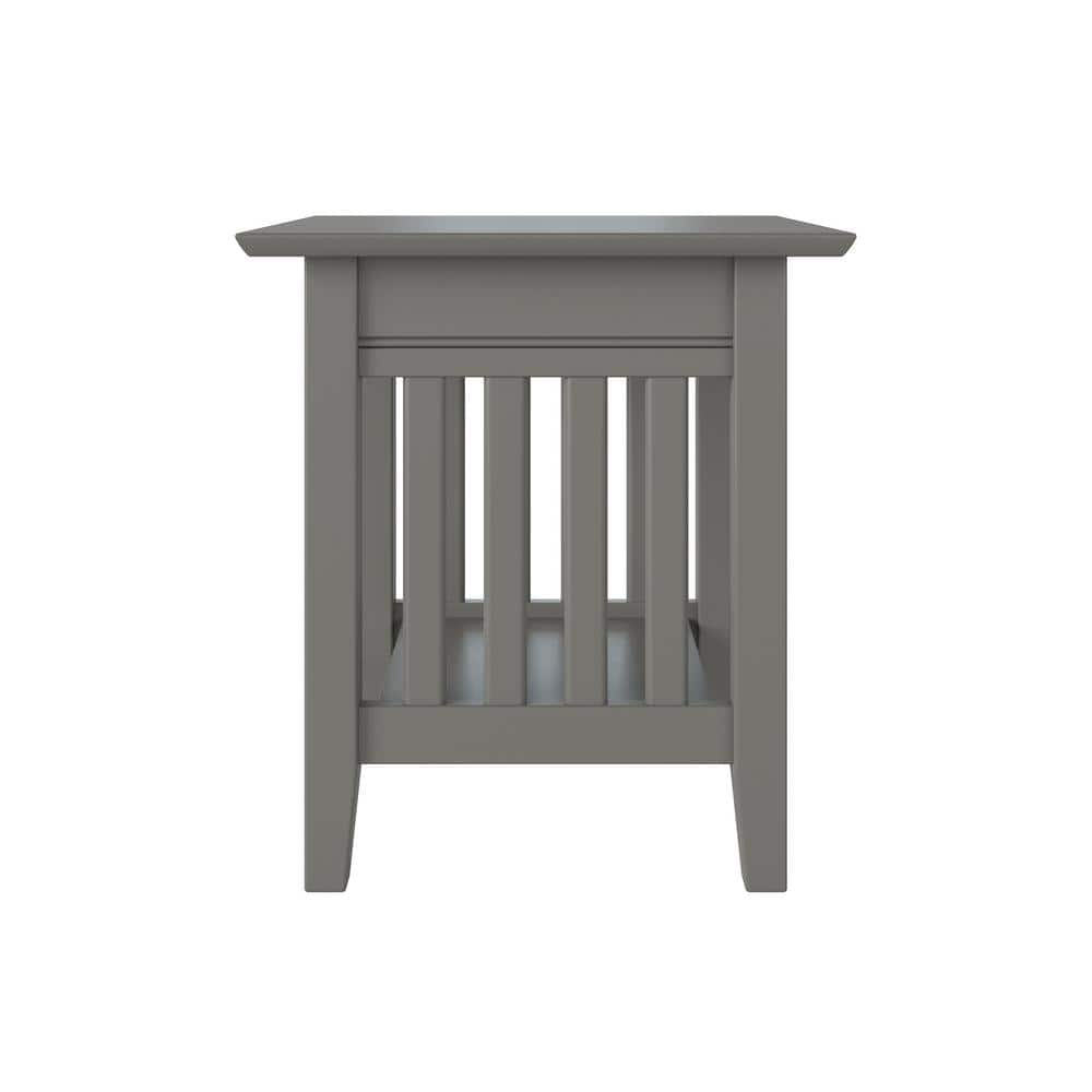 Eco-Friendly Mission Grey Square Wood End Table with Charging Station