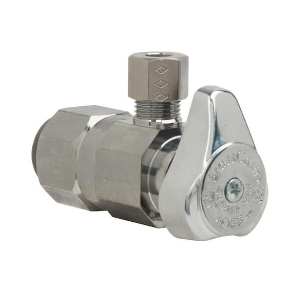 Pro 4-Pack EFIELD Straight Stop Valve 1/2" Nominal (5/8" OD) Compression X 3/8" OD, 1/4-Turn, Heavy Duty, Chrome Plated LF Brass,(VALVE372), Pipes, Pipe Fittings & Accessories - Canada