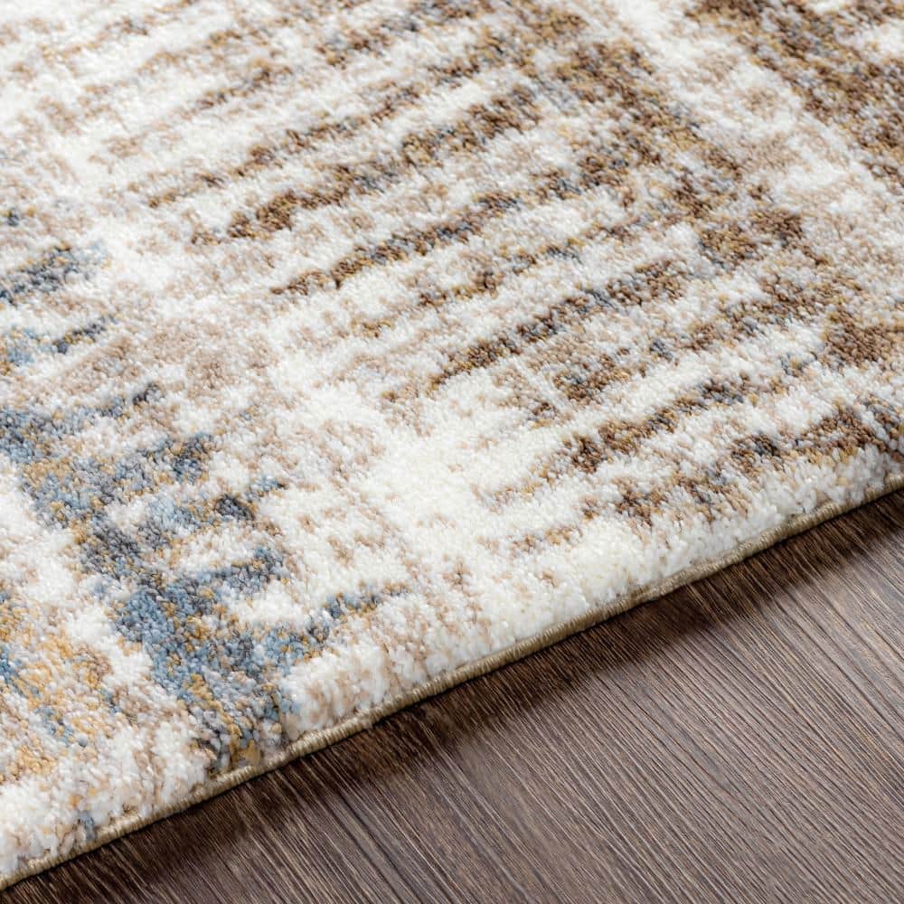 Maez Soft Abstract Stripes Gray Synthetic Area Rug 7'10" x 10'