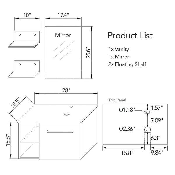 Puluomis 28 in. W x 19 in. D x 28 in. H Single Sink Bath