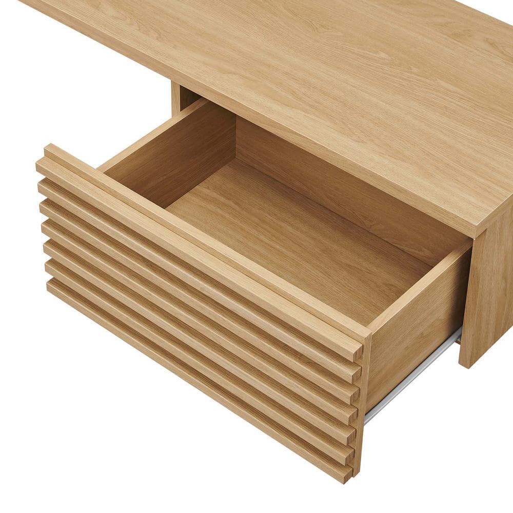 Oak Wall Mounted Corner Desk with Drawers