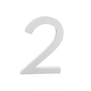 4 in. White Aluminum Floating or Flat Modern House Number 2