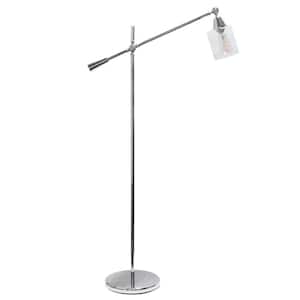 55.5 in. Chrome Pivot Swing Arm Floor Lamp with Glass Shade
