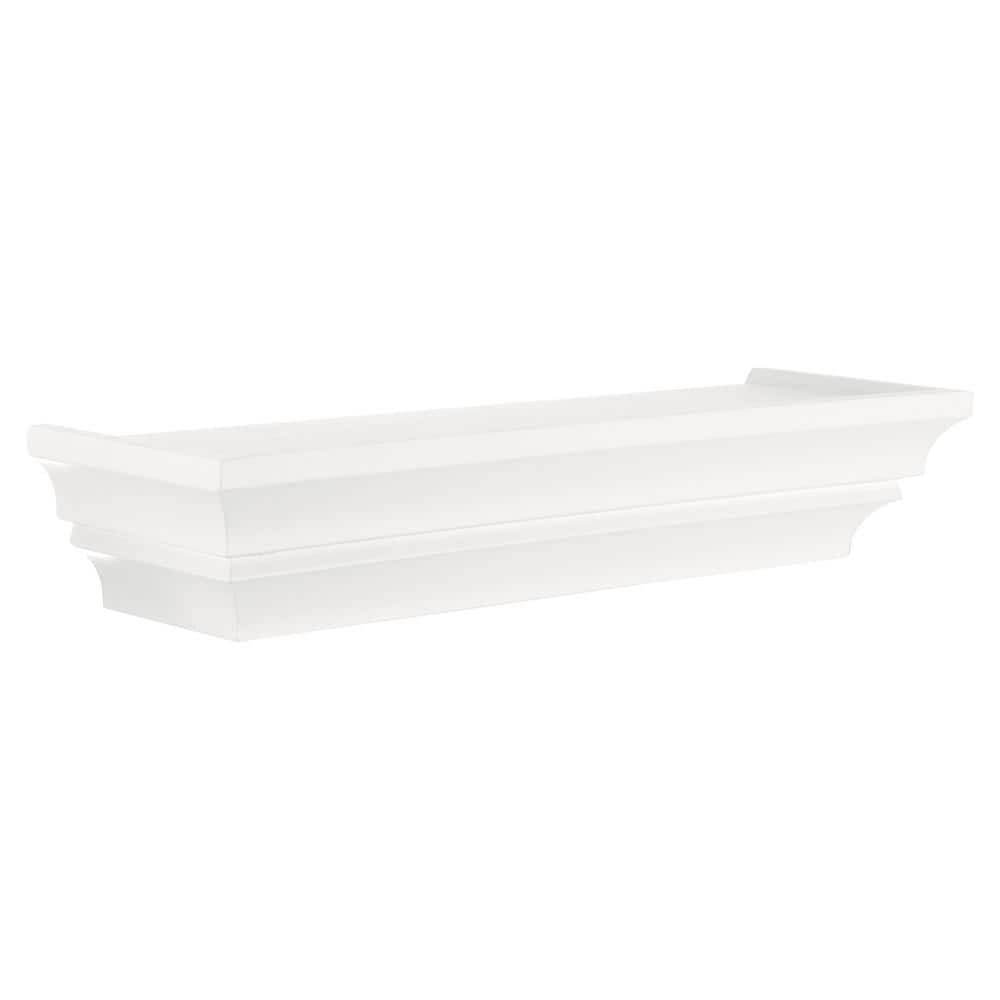 16 in. White Kiera Grace Madison Floating Wall Shelf
