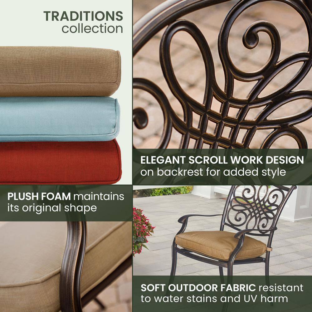 Bronze Aluminum 9-Piece Outdoor Dining Set with Natural Oat Cushions