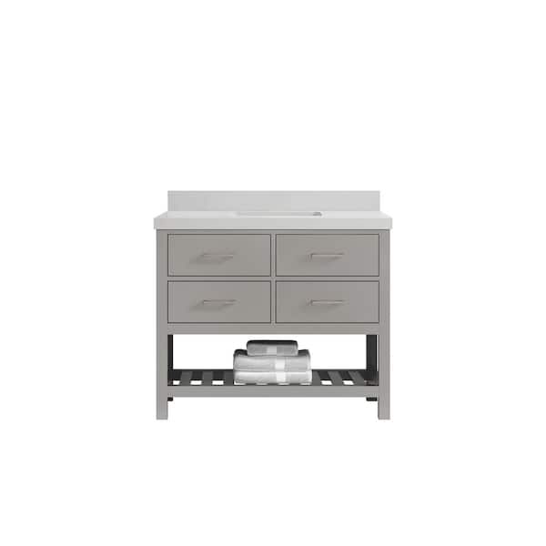 Willow Collections Parker 42 in. W x 22 in. D x 36 in. H Bath Vanity in Elephant Gray with 2 in. Carrara Quartz Top
