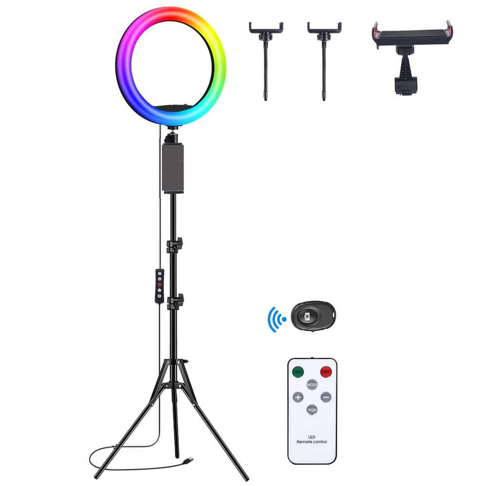 13 in. RGB Ring Light with 76 in. Stand Remote 53 Lighting Modes 3 Phone iPad Holder Desk Tripod Kit price history on PriceWatchPro