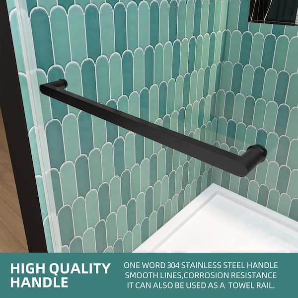 72 in. W x 79 in. H Double Sliding Frameless Shower Door in Matte Black With Soft-Closing and 3/8 in. (10 mm) Glass