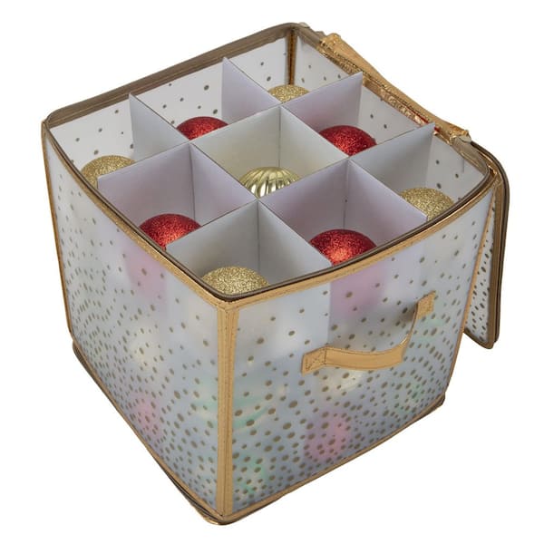 Tidy&Co 40 Cell Ornament Organizer Divider Storage Box Holiday Grey  Snowflake