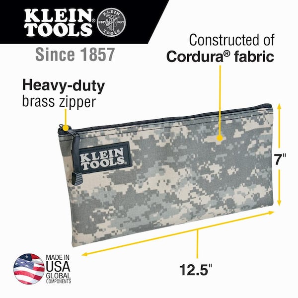 Zipper Bag, Camouflage Cordura Nylon Tool Pouch, 12.5-Inch