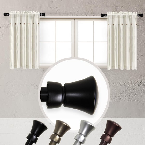 EMOH Astin 5/8 inch Side Curtain Rod 12-20 inch long (Set of 2) - Black