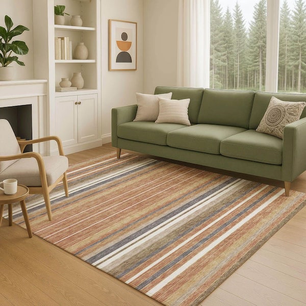 Chantille Machine Washable Indoor/Outdoor Abstract ACN2330 Paprika 3 ft. x 4 ft. Area Rug