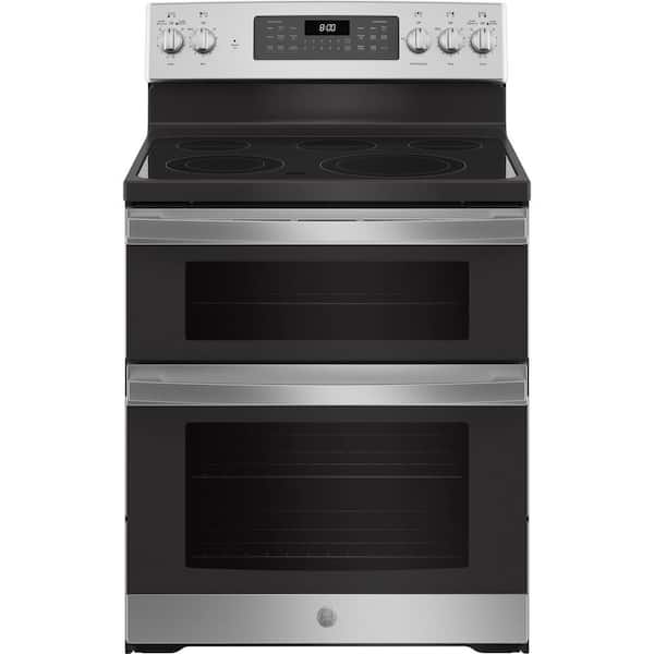 30 in.  Burner Element Free-Standing Double Oven Electric Range in Stainless Steel with Convection and Air Fry