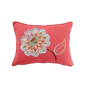 Sophia Multicolor Flower Applique and Embroidery 14 in. 18 in. Throw Pillow