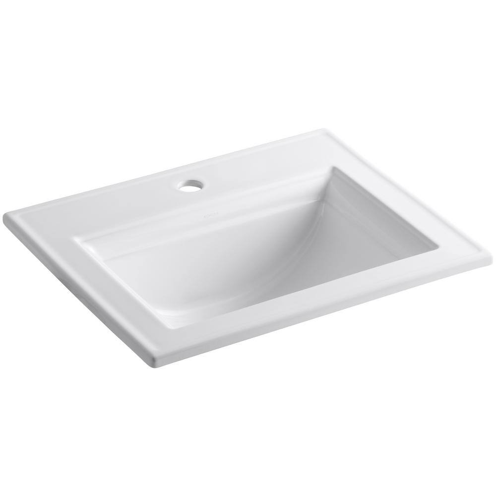 Elegant White Ceramic Rectangular Drop-In Bathroom Sink