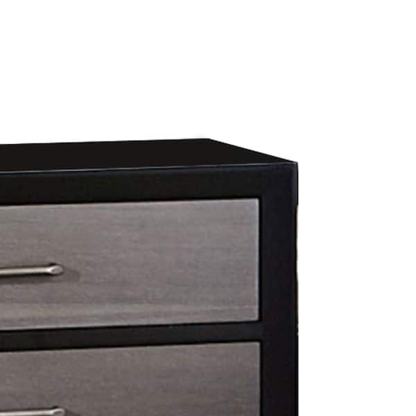 Benjara Contemporary Style 3-Drawer Black and Gray Wooden Night 