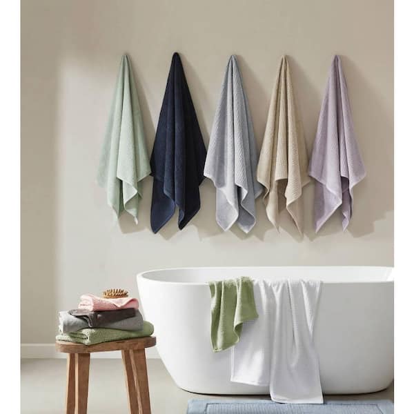 Madison Park Spa Waffle 6-Piece Blue Cotton Jacquard Antimicrobial