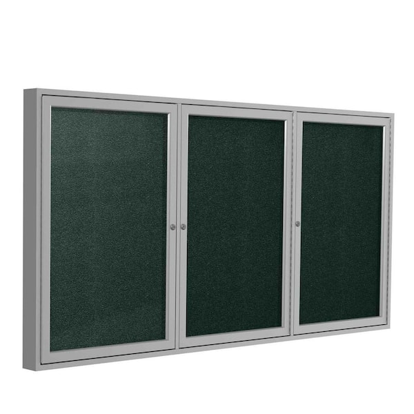 ghent 3-Door Enclosed 48 in. x 96 in. Bulletin Board, Vinyl, Ebony, (1-Pack)